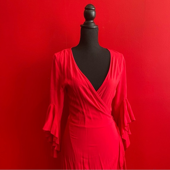 Melissa Odabash Cheryl Red Wrap Dress - Picture 12 of 12